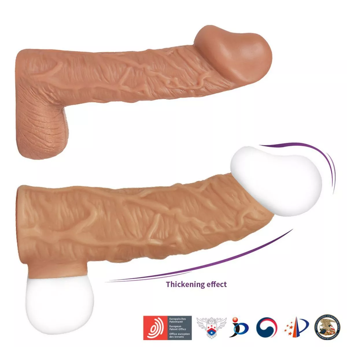 ОТКРЫТАЯ НАСАДКА-РЕАЛИСТИК С ПОДХВАТОМ МОШОНКИ NUDE SLEEVE M 12 СМ. Вид 4.