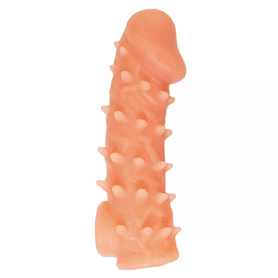ТЕЛЕСНАЯ ЗАКРЫТАЯ НАСАДКА С ПУПЫРЫШКАМИ COCK SLEEVE 005 SIZE L 17,6 СМ. Вид 1.