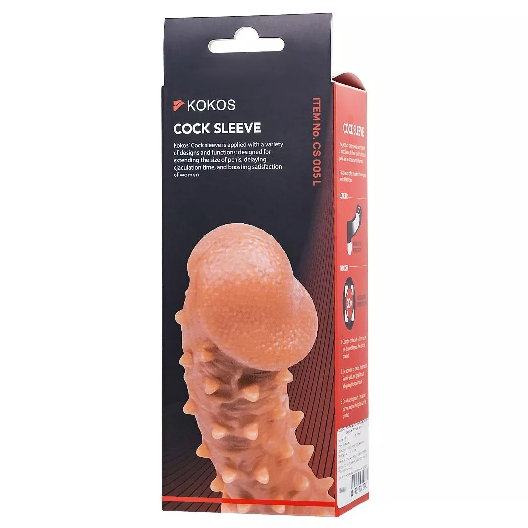 ТЕЛЕСНАЯ ЗАКРЫТАЯ НАСАДКА С ПУПЫРЫШКАМИ COCK SLEEVE 005 SIZE L 17,6 СМ. Вид 10.