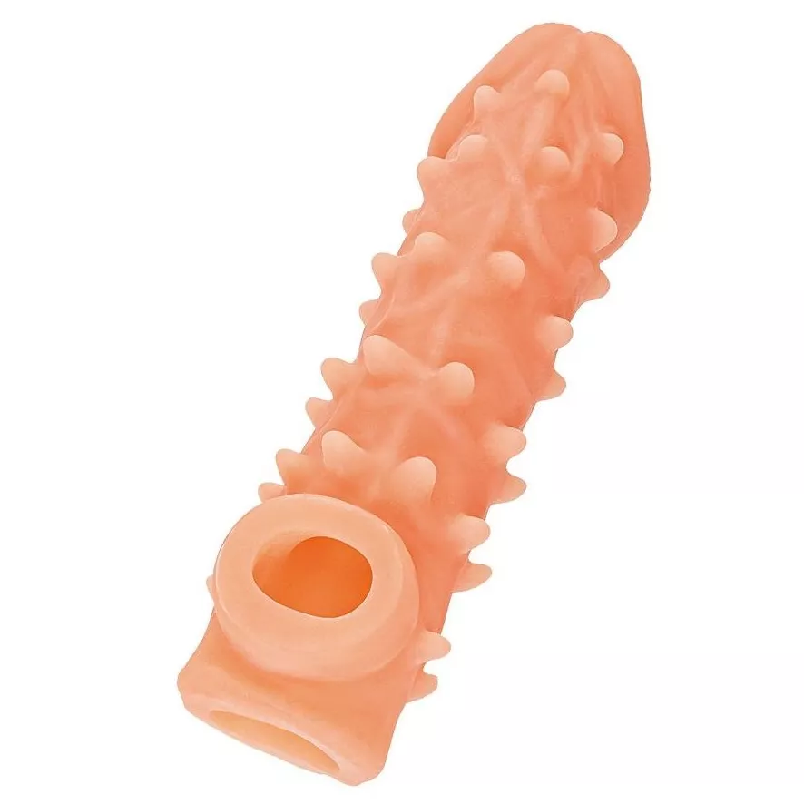 ТЕЛЕСНАЯ ЗАКРЫТАЯ НАСАДКА С ПУПЫРЫШКАМИ COCK SLEEVE 005 SIZE L 17,6 СМ. Вид 3.
