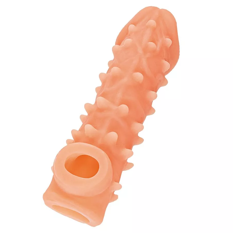 ТЕЛЕСНАЯ ЗАКРЫТАЯ НАСАДКА С ПУПЫРЫШКАМИ COCK SLEEVE 005 SIZE L 17,6 СМ. Вид 5.