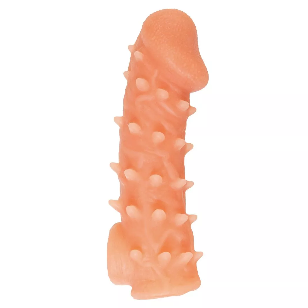 ТЕЛЕСНАЯ ЗАКРЫТАЯ НАСАДКА С ПУПЫРЫШКАМИ COCK SLEEVE 005 SIZE M 15,6 СМ. Вид 2.