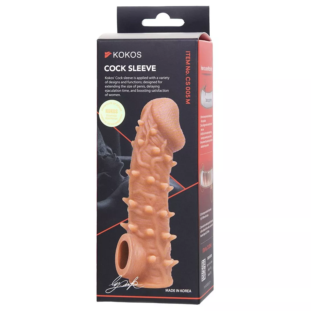 ТЕЛЕСНАЯ ЗАКРЫТАЯ НАСАДКА С ПУПЫРЫШКАМИ COCK SLEEVE 005 SIZE M 15,6 СМ. Вид 7.