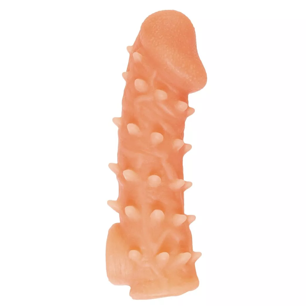 ТЕЛЕСНАЯ ЗАКРЫТАЯ НАСАДКА С ПУПЫРЫШКАМИ COCK SLEEVE 005 SIZE S 13,8 СМ. Вид 1.