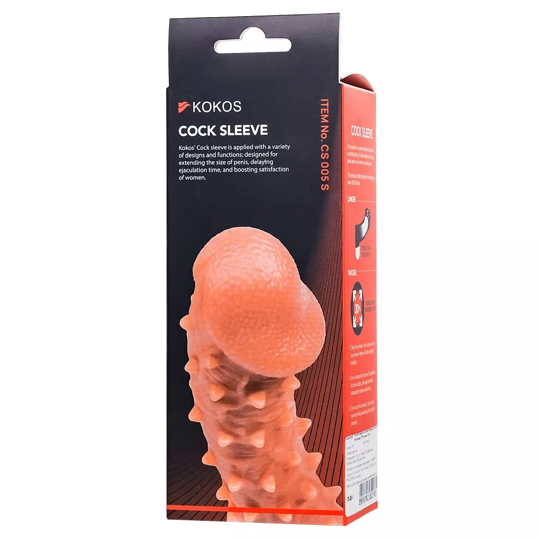 ТЕЛЕСНАЯ ЗАКРЫТАЯ НАСАДКА С ПУПЫРЫШКАМИ COCK SLEEVE 005 SIZE S 13,8 СМ. Вид 7.