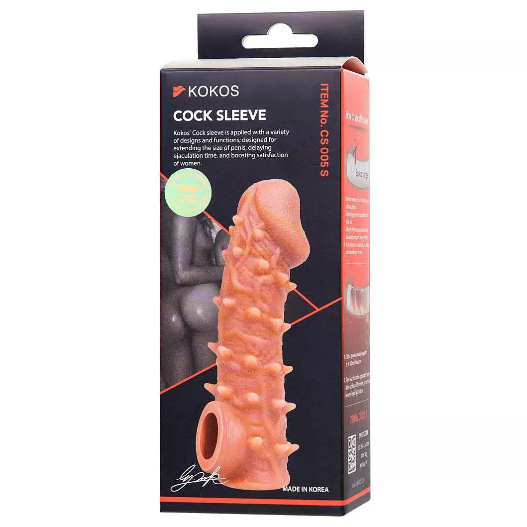 ТЕЛЕСНАЯ ЗАКРЫТАЯ НАСАДКА С ПУПЫРЫШКАМИ COCK SLEEVE 005 SIZE S 13,8 СМ. Вид 8.