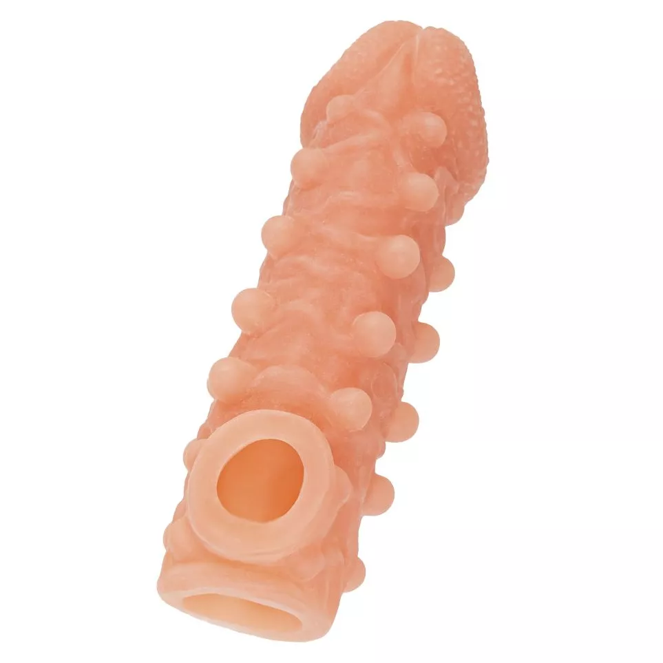 ТЕЛЕСНАЯ ЗАКРЫТАЯ НАСАДКА С ШАРИКАМИ COCK SLEEVE 010 SIZE M 15,6 СМ. Вид 4.