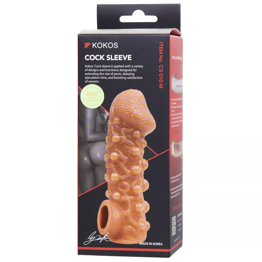ТЕЛЕСНАЯ ЗАКРЫТАЯ НАСАДКА С ШАРИКАМИ COCK SLEEVE 010 SIZE M 15,6 СМ. Вид 7.