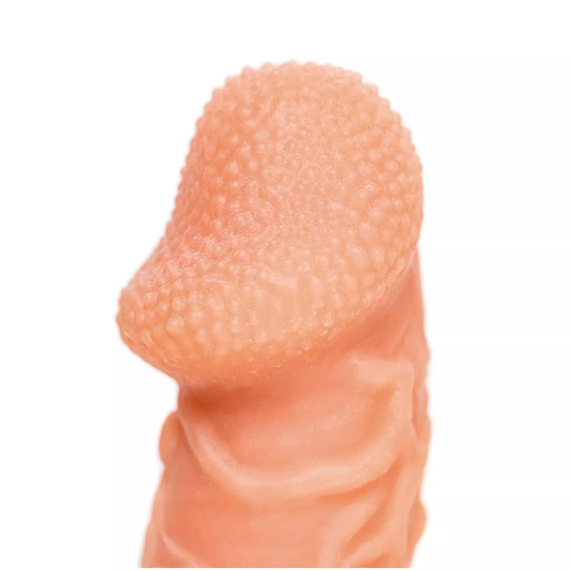 ТЕЛЕСНАЯ ЗАКРЫТАЯ НАСАДКА С ВЕНКАМИ COCK SLEEVE 006 SIZE S 13,8 СМ. Вид 5.