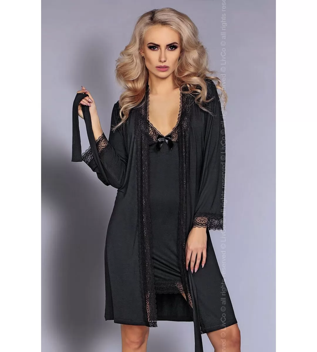 ЖЕНСТВЕННЫЙ НОЧНОЙ КОМПЛЕКТ LUISANNA (L-XL, ЧЕРНЫЙ). Вид 1.