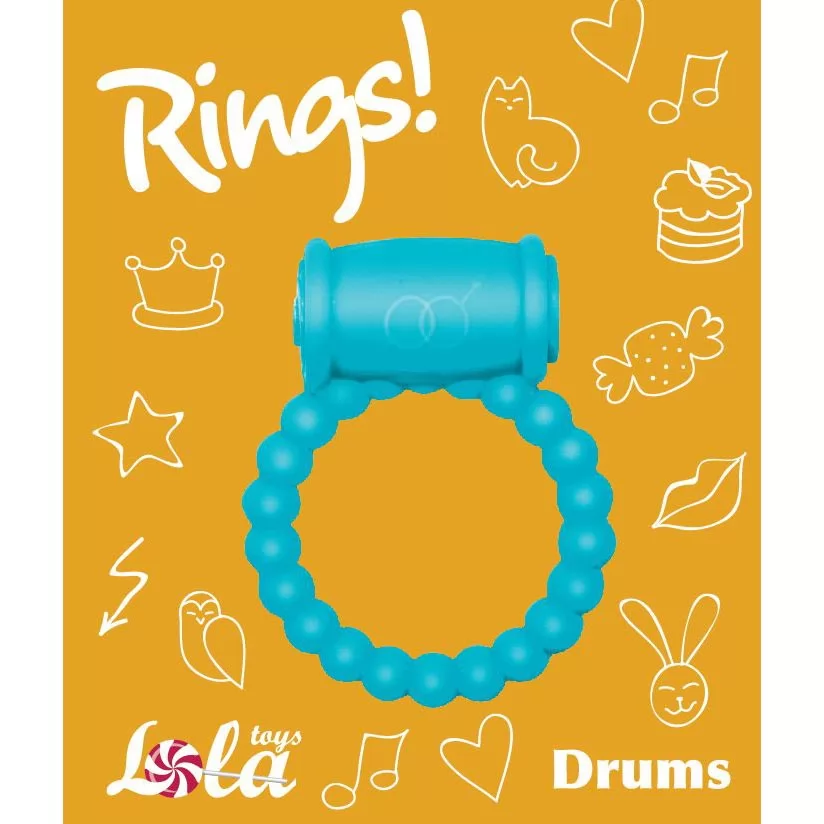 ЭРЕКЦИОННОЕ ВИБРОКОЛЬЦО RINGS DRUMS (ГОЛУБОЕ). Вид 3.