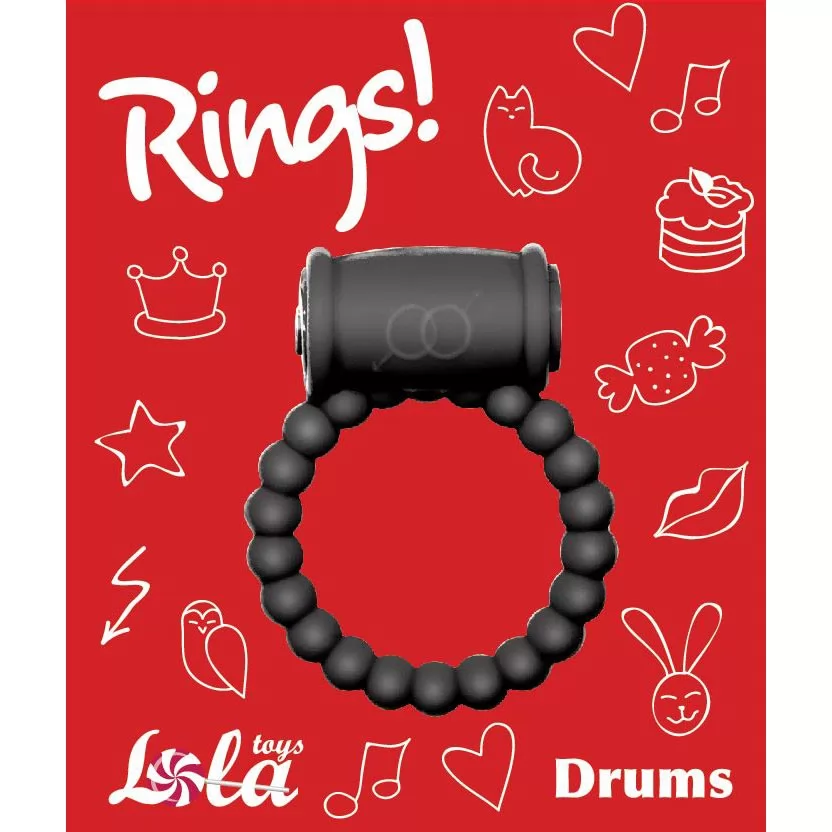 ЧЁРНОЕ ЭРЕКЦИОННОЕ КОЛЬЦО RINGS DRUMS. Вид 3.