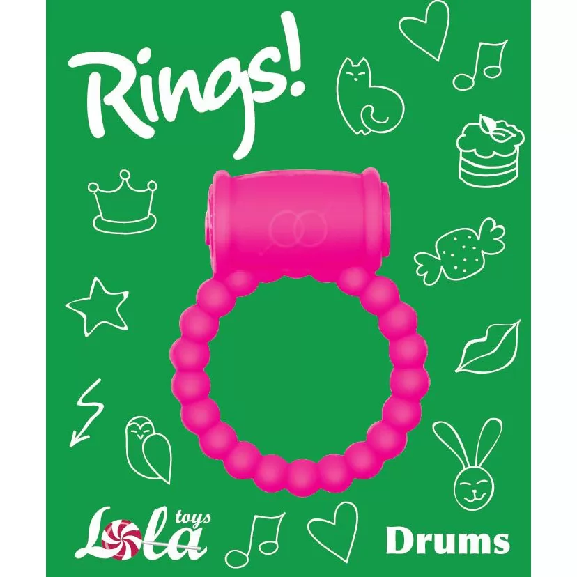 РОЗОВОЕ ЭРЕКЦИОННОЕ КОЛЬЦО С ВИБРАТОРОМ RINGS DRUMS. Вид 3.
