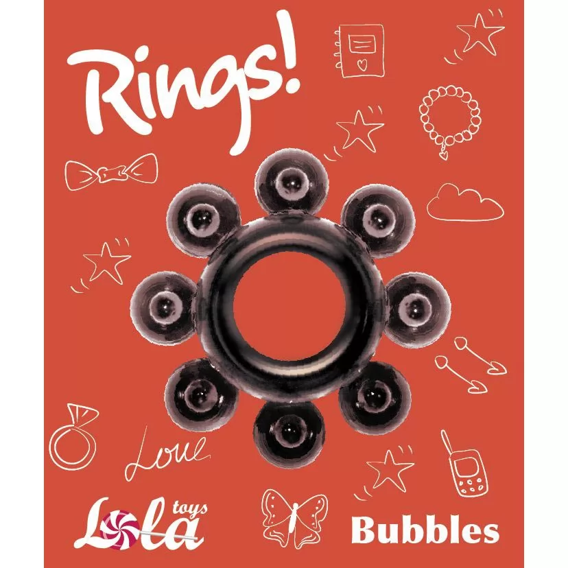 ЧЁРНОЕ ЭРЕКЦИОННОЕ КОЛЬЦО RINGS BUBBLES. Вид 2.