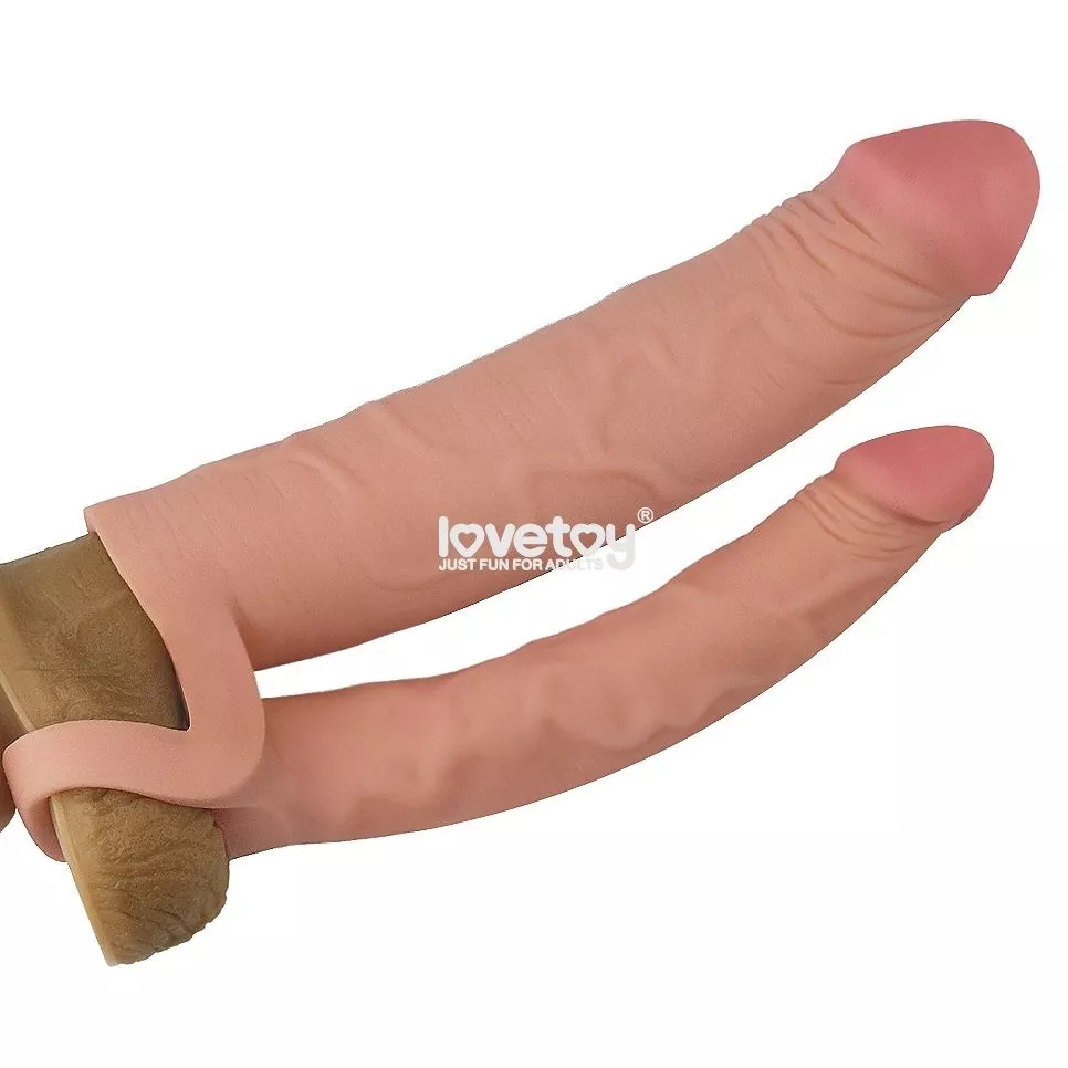 ТЕЛЕСНАЯ НАСАДКА ДЛЯ ДВОЙНОГО ПРОНИКНОВЕНИЯ ADD 2 PLEASURE X TENDER DOUBLE PENIS SLEEVE 20 СМ. Вид 1.