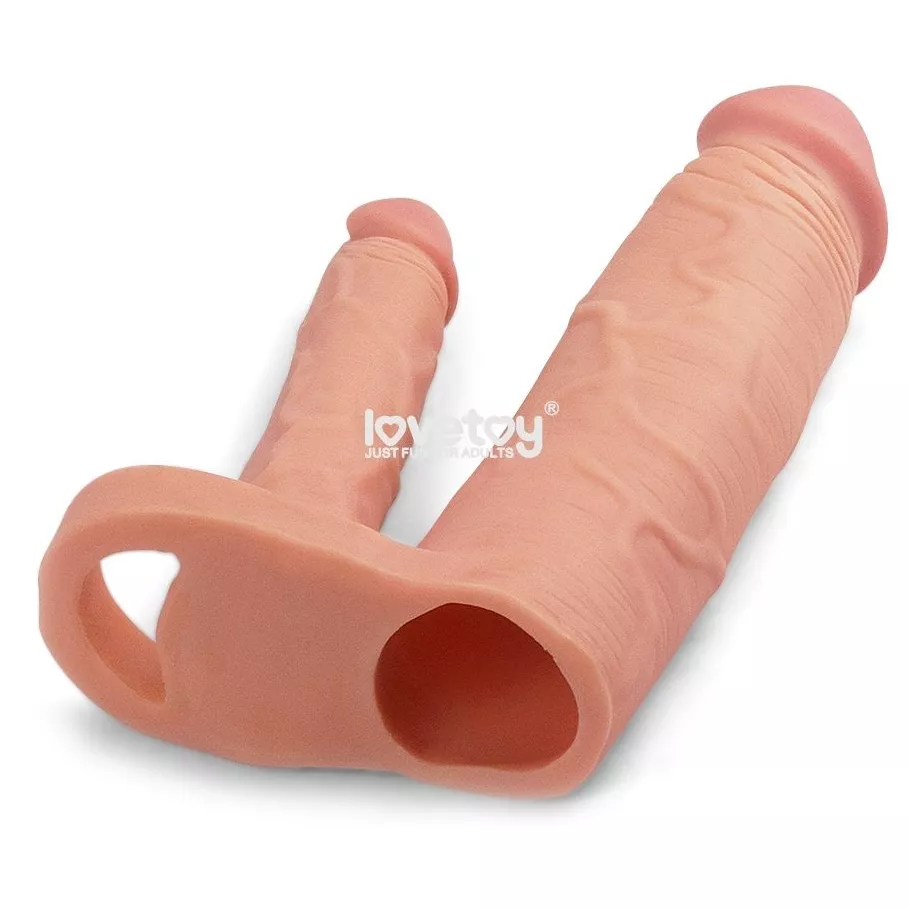 ТЕЛЕСНАЯ НАСАДКА ДЛЯ ДВОЙНОГО ПРОНИКНОВЕНИЯ ADD 2 PLEASURE X TENDER DOUBLE PENIS SLEEVE 20 СМ. Вид 2.