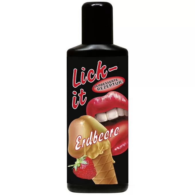 СЪЕДОБНАЯ СМАЗКА LICK IT СО ВКУСОМ КЛУБНИКИ (100 МЛ). Вид 1.