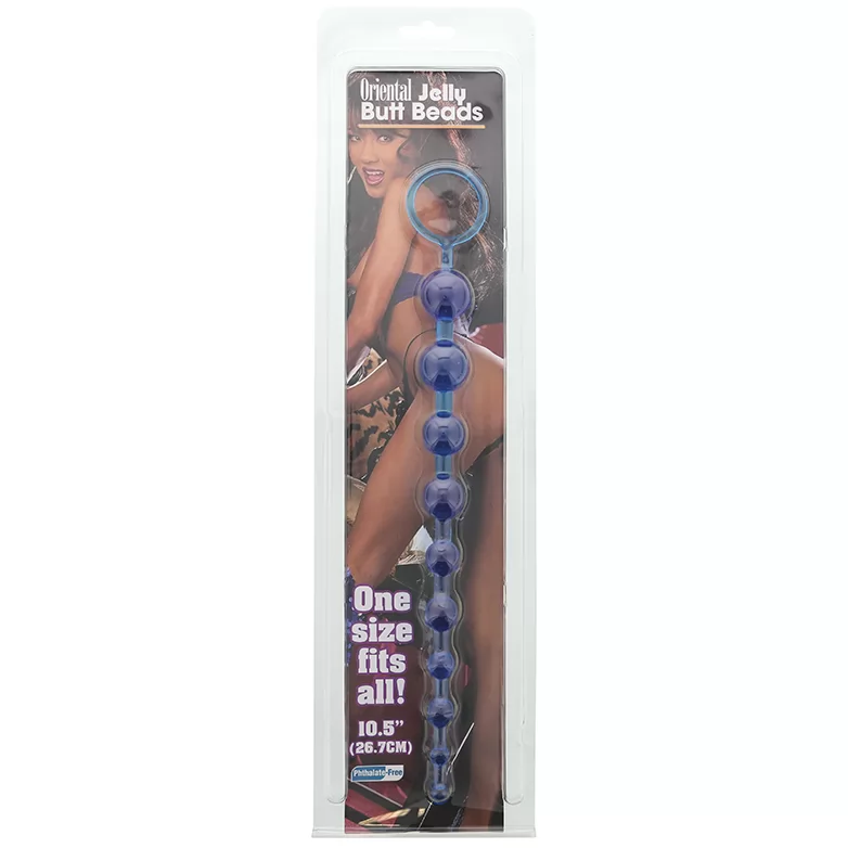 СИНЯЯ АНАЛЬНАЯ ЦЕПОЧКА С КОЛЬЦОМ ORIENTAL JELLY BUTT BEADS. Вид 2.