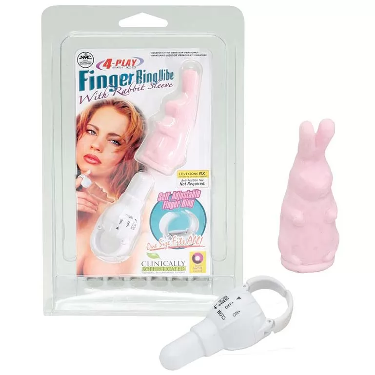 РОЗОВЫЙ ВИБРОЗАЙЧИК 4PLAY FINGER RING VIBE RABBIT PINK. Вид 2.