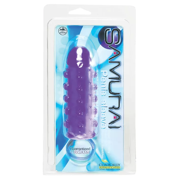 ЗАКРЫТАЯ ФИОЛЕТОВАЯ НАСАДКА С ПУПЫРЫШКАМИ SAMURAI PENIS SLEEVE PURPLE 14,5 СМ. Вид 1.