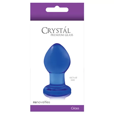 МАЛАЯ СИНЯЯ СТЕКЛЯННАЯ АНАЛЬНАЯ ПРОБКА CRYSTAL PLUG. Вид 3.