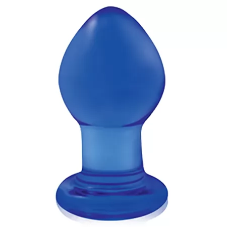 МАЛАЯ СИНЯЯ СТЕКЛЯННАЯ АНАЛЬНАЯ ПРОБКА CRYSTAL PLUG. Вид 1.