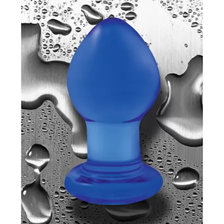 МАЛАЯ СИНЯЯ СТЕКЛЯННАЯ АНАЛЬНАЯ ПРОБКА CRYSTAL PLUG. Вид 2.