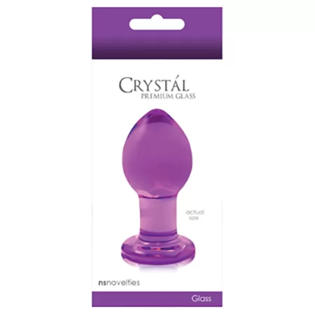 СРЕДНЯЯ ФИОЛЕТОВАЯ СТЕКЛЯННАЯ АНАЛЬНАЯ ПРОБКА CRYSTAL PLUG. Вид 3.
