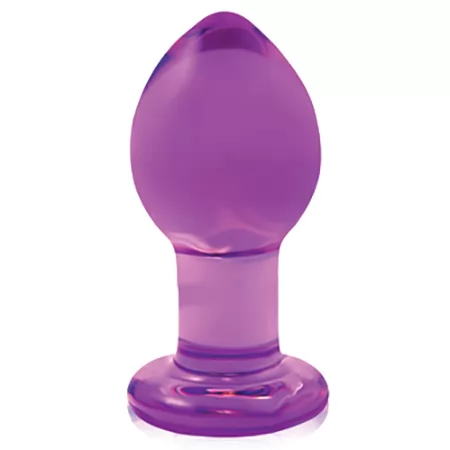 СРЕДНЯЯ ФИОЛЕТОВАЯ СТЕКЛЯННАЯ АНАЛЬНАЯ ПРОБКА CRYSTAL PLUG. Вид 1.
