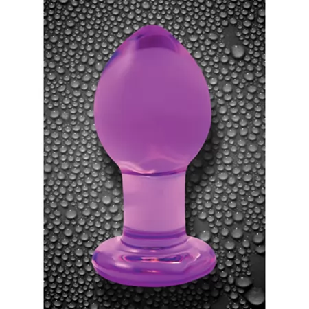 СРЕДНЯЯ ФИОЛЕТОВАЯ СТЕКЛЯННАЯ АНАЛЬНАЯ ПРОБКА CRYSTAL PLUG. Вид 2.