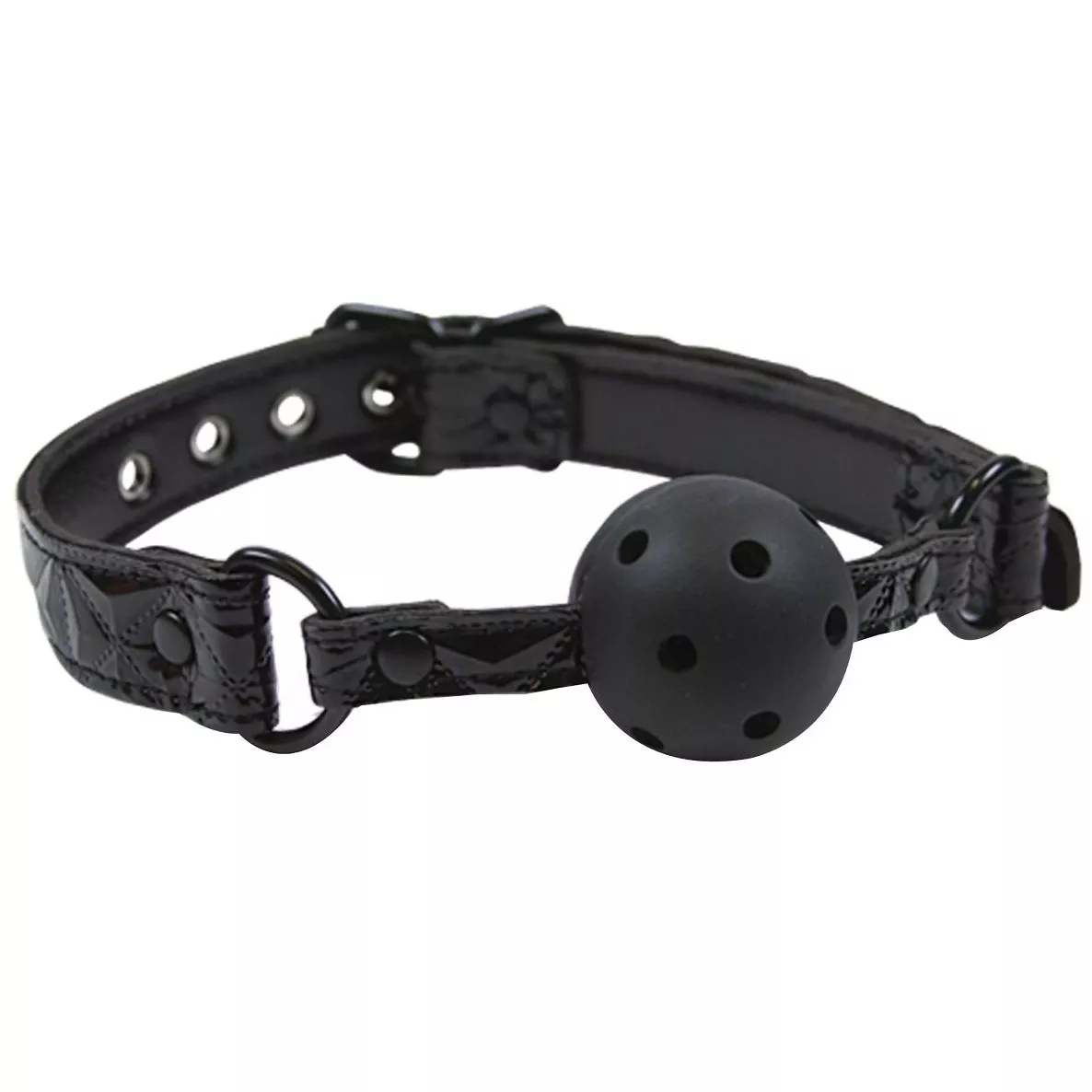 ЧЁРНЫЙ КЛЯП-ШАР НА ВИНИЛОВЫХ РЕМЕШКАХ SINFUL BALL GAG. Вид 1.