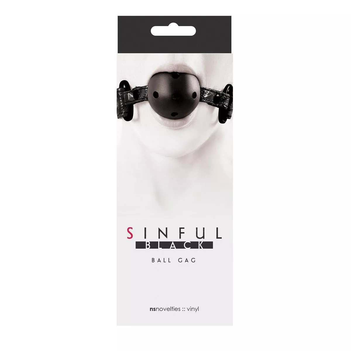 ЧЁРНЫЙ КЛЯП-ШАР НА ВИНИЛОВЫХ РЕМЕШКАХ SINFUL BALL GAG. Вид 2.