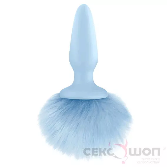 АНАЛЬНАЯ ПРОБКА С ГОЛУБЫМ ЗАЯЧЬИМ ХВОСТОМ BUNNY TAILS BLUE. Вид 1.