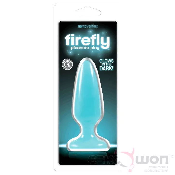 СВЕТЯЩАЯСЯ АНАЛЬНАЯ ПРОБКА FIREFLY PLEASURE PLUG MEDIUM (ГОЛУБАЯ). Вид 2.