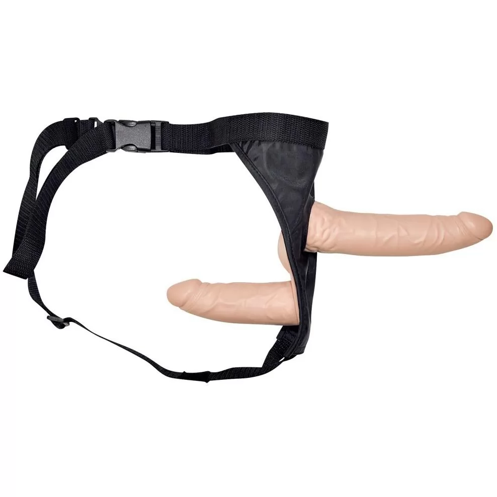 СТРАПОН С ВАГИНАЛЬНОЙ ПРОБКОЙ DOUBLE DONG STRAP-ON. Вид 1.