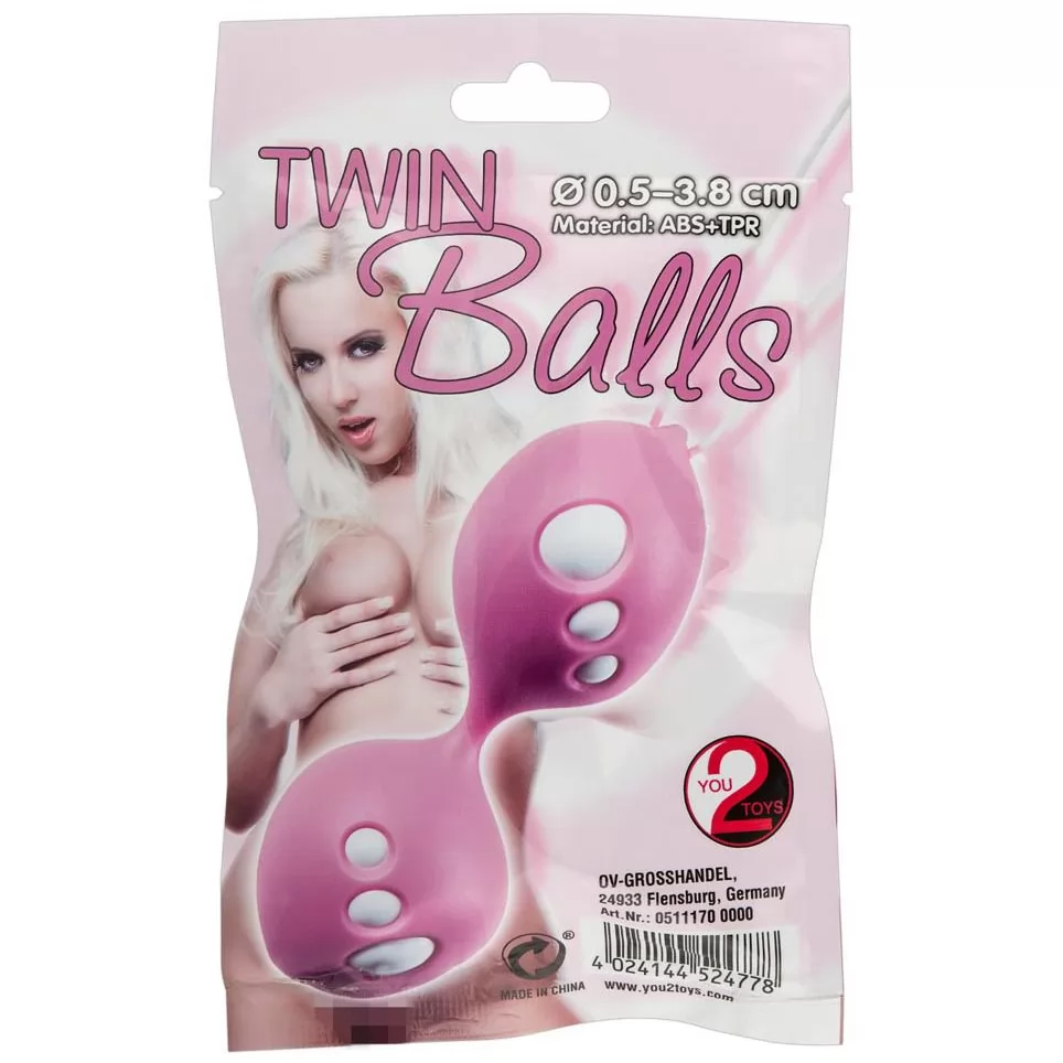 КЛАССИЧЕСКИЕ РОЗОВЫЕ ВАГИНАЛЬНЫЕ ШАРИКИ TWIN BALLS. Вид 2.