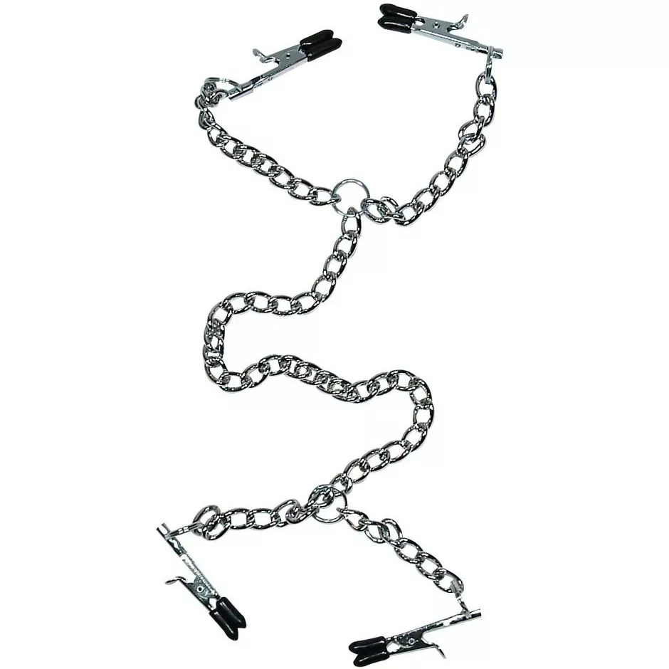 ЗАЖИМЫ ДЛЯ СОСКОВ И ПОЛОВЫХ ГУБ SEXTREME HEAVY BRIDLE FOR HER. Вид 1.