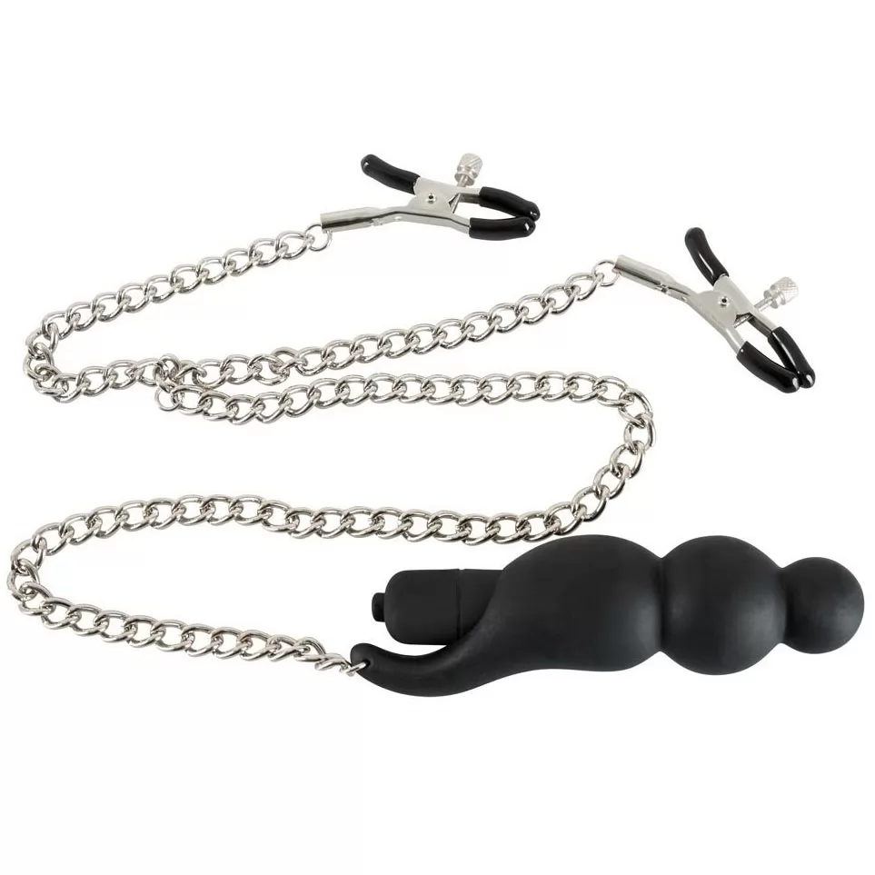 ЗАЖИМЫ НА СОСКИ С ВИБРАТОРОМ НА ЦЕПОЧКЕ NIPPLE CLIPS. Вид 1.