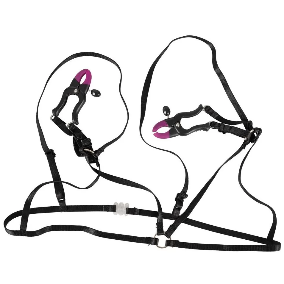 БЮСТГАЛЬТЕР С ЗАЖИМАМИ НА СОСКИ BRA WITH SILICONE NIPPLE CLAMPS. Вид 1.