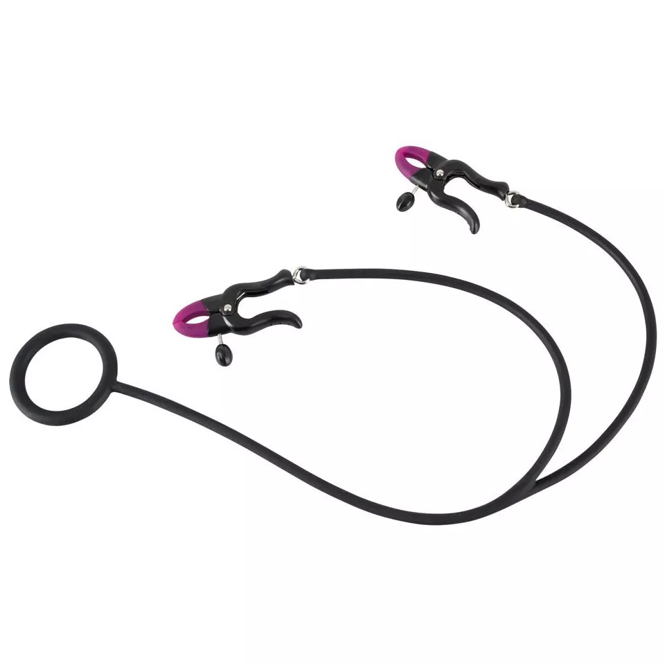ЭРЕКЦИОННОЕ КОЛЬЦО С ЗАЖИМАМИ НА СОСКИ COCK RING   CLAMPS. Вид 1.