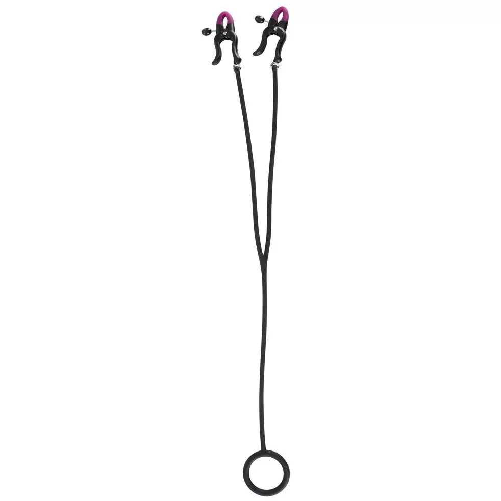 ЭРЕКЦИОННОЕ КОЛЬЦО С ЗАЖИМАМИ НА СОСКИ COCK RING   CLAMPS. Вид 2.