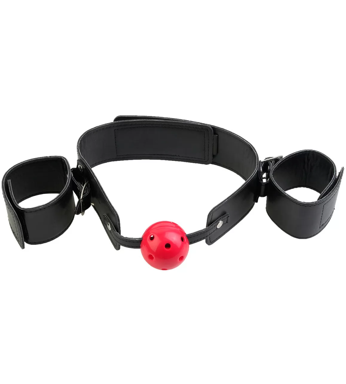 КЛЯП-НАРУЧНИКИ С ШАРИКОМ BREATHABLE BALL GAG RESTRAINT. Вид 2.