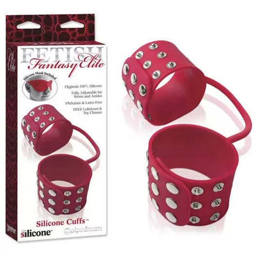 СИЛИКОНОВЫЕ НАРУЧНИКИ SILICONE CUFFS RED. Вид 4.