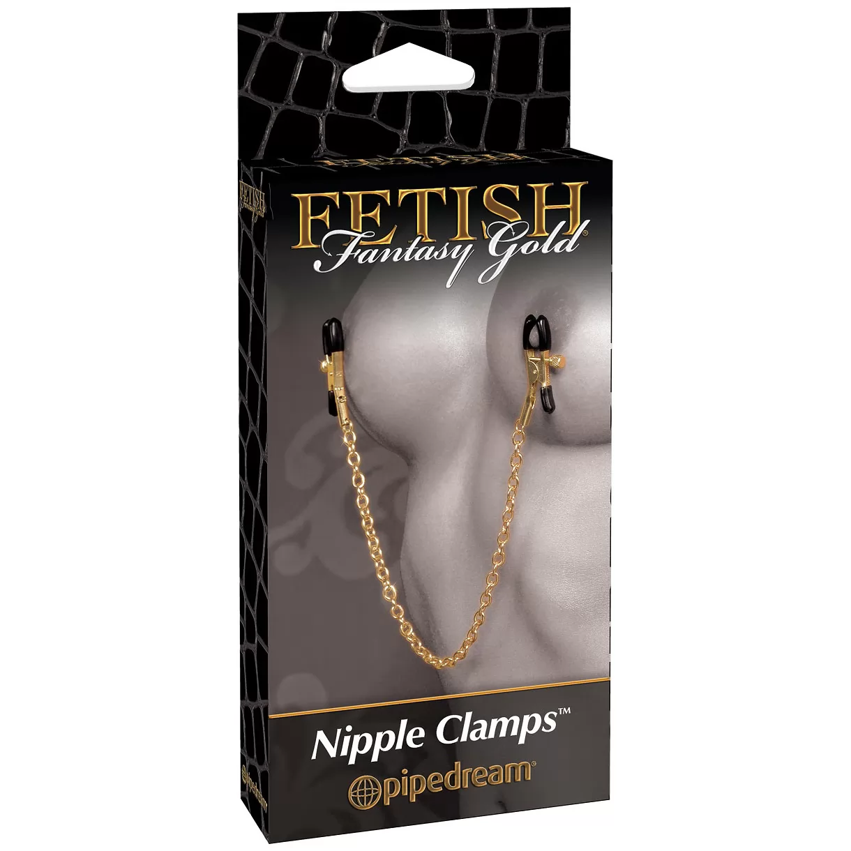ЧЁРНЫЕ С ЗОЛОТОМ ЗАЖИМЫ НА СОСКИ GOLD CHAIN NIPPLE CLAMPS. Вид 4.