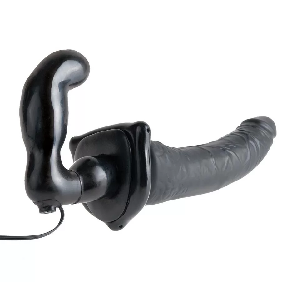 СТРАПОН С ВАГИНАЛЬНОЙ ПРОБКОЙ DELUXE VIBRATING PENETRIX STRAP-ON. Вид 1.
