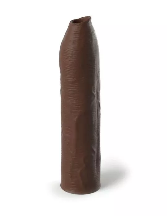 КОРИЧНЕВАЯ НАСАДКА-УДЛИНИТЕЛЬ UNCUT SILICONE PENIS ENHANCER - 17,8 СМ.. Вид 1.