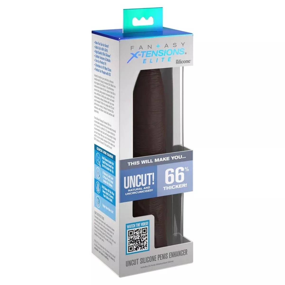 КОРИЧНЕВАЯ НАСАДКА-УДЛИНИТЕЛЬ UNCUT SILICONE PENIS ENHANCER - 17,8 СМ.. Вид 2.