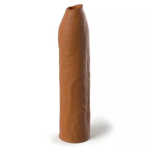 КОФЕЙНАЯ НАСАДКА-УДЛИНИТЕЛЬ UNCUT SILICONE PENIS ENHANCER 17,8 СМ. Вид 1.