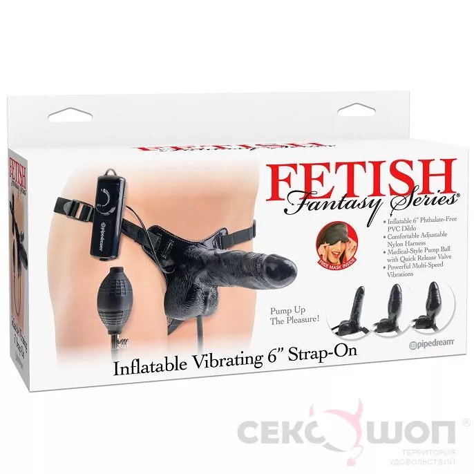 СТРАПОН С ВИБРАЦИЕЙ И РАСШИРЕНИЕМ INFLATABLE VIBRATING 6 STRAP-ON. Вид 5.