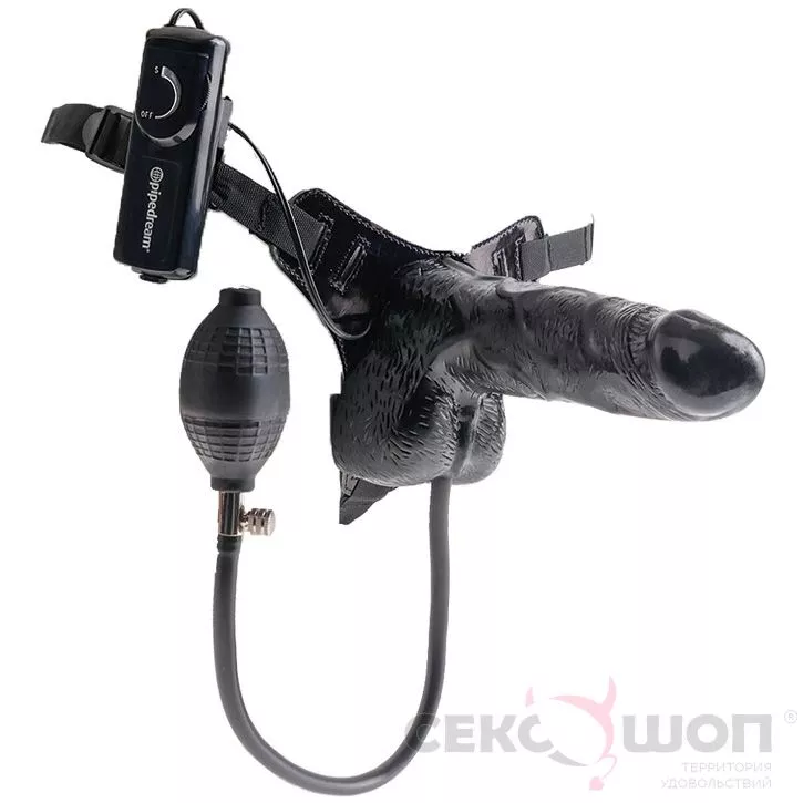 СТРАПОН С ВИБРАЦИЕЙ И РАСШИРЕНИЕМ INFLATABLE VIBRATING 6 STRAP-ON. Вид 1.